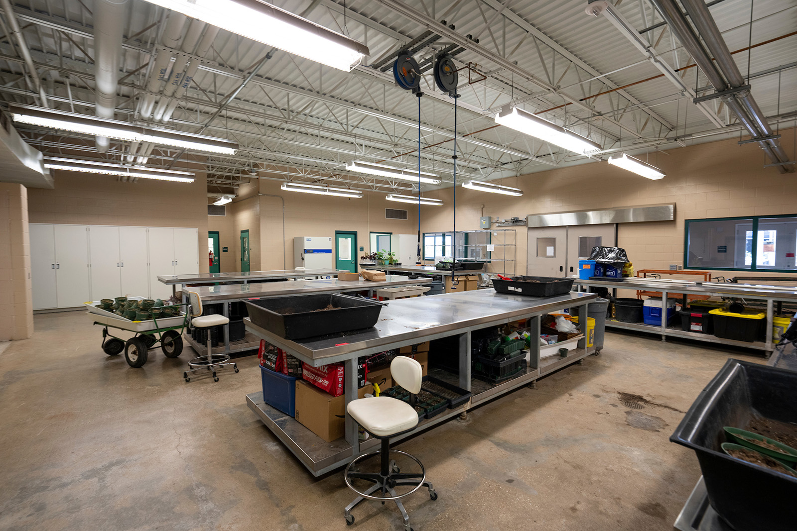 Wide shot of work table and lab equipment at the Borlaug center for Southern Crop Improvement