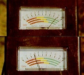 The dial on an electrical resistance meter